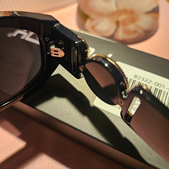 Feisedy | Fashion Retro Biggie Black and Gold Unisex Sunglasses - Picture 10 of 14